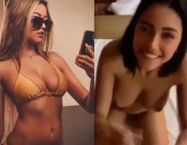 Karlyane Menezes chupando e fodendo com dois