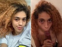 Bia ninfetinha fazendo um boquete molhado