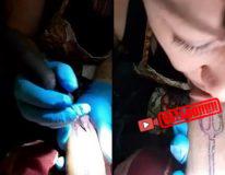 Recebendo boquete da tatuadora